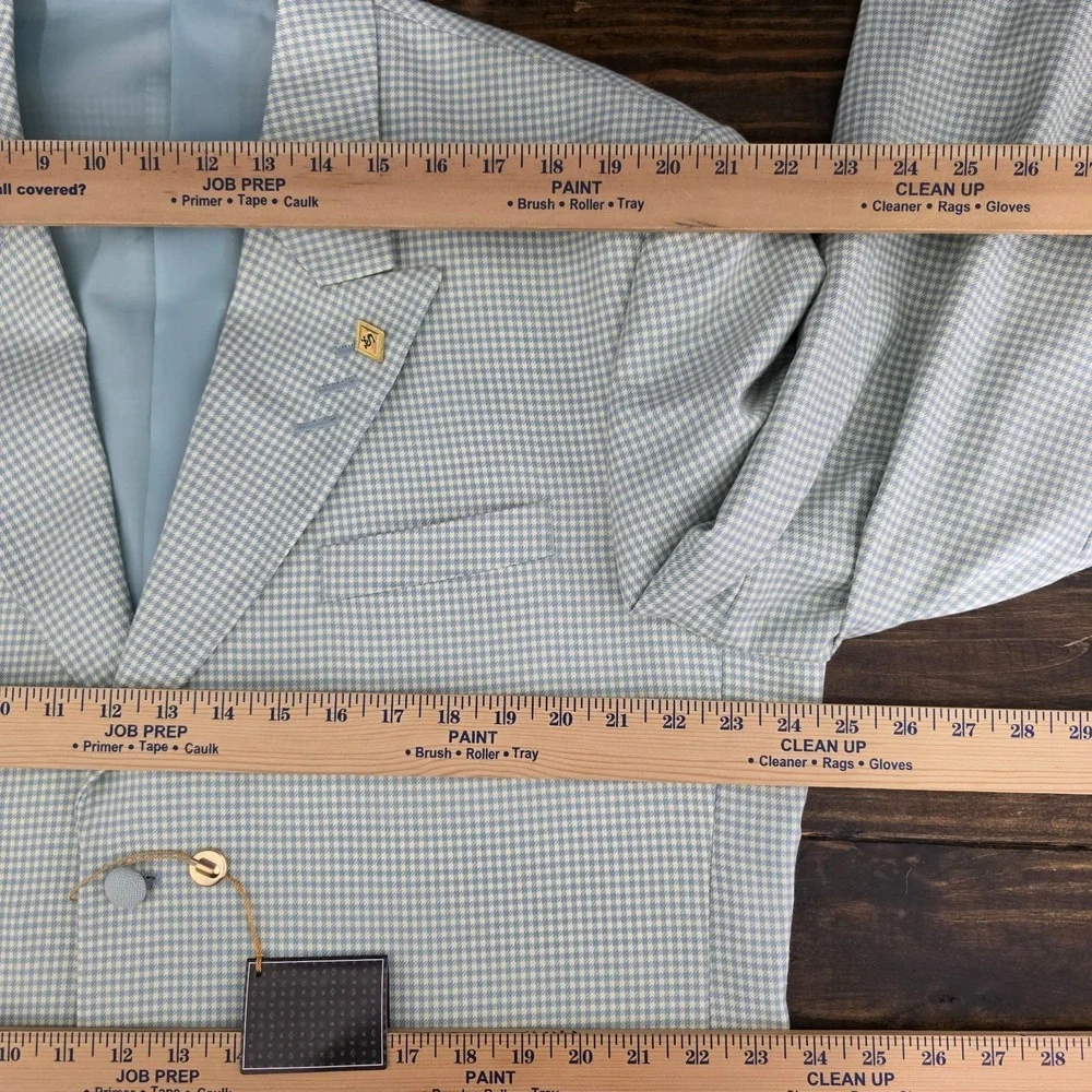 Stacy Adams‎ Men's Sport Coat Blazer Three Button Teal Green Peak Poly 44L NEW